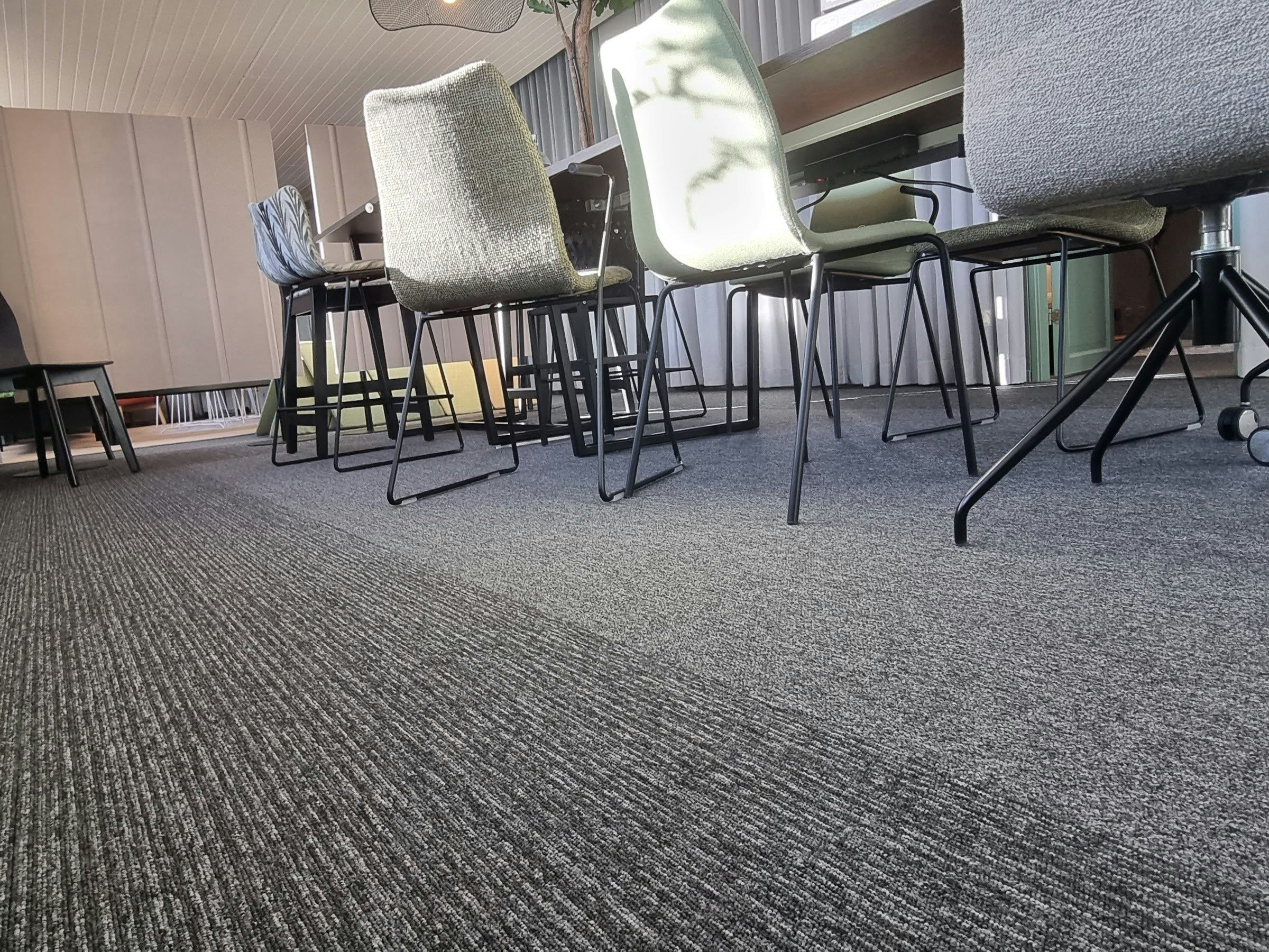 Textured grey carpet flooring